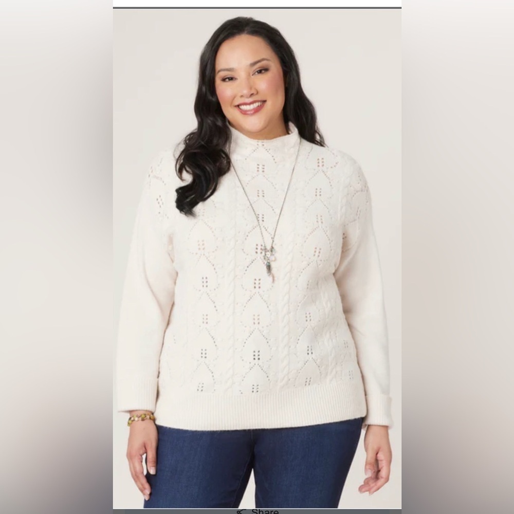 NWT democracy long roll sleeve funnel neck popcorn stitch front plus 2X 🌸🌺🌹G